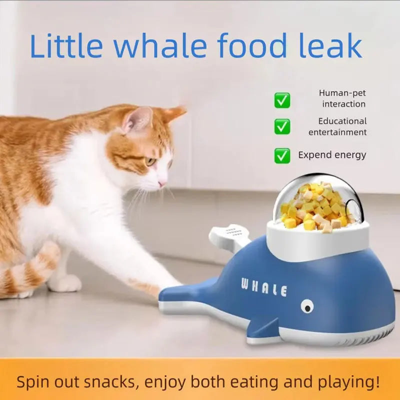 Interactive Toys Treat Dispenser for Dogs and Cats  2-in-1 Whale Slow Feeder Puzzle Toy Treat Dispenser Engaging Treat Launcher