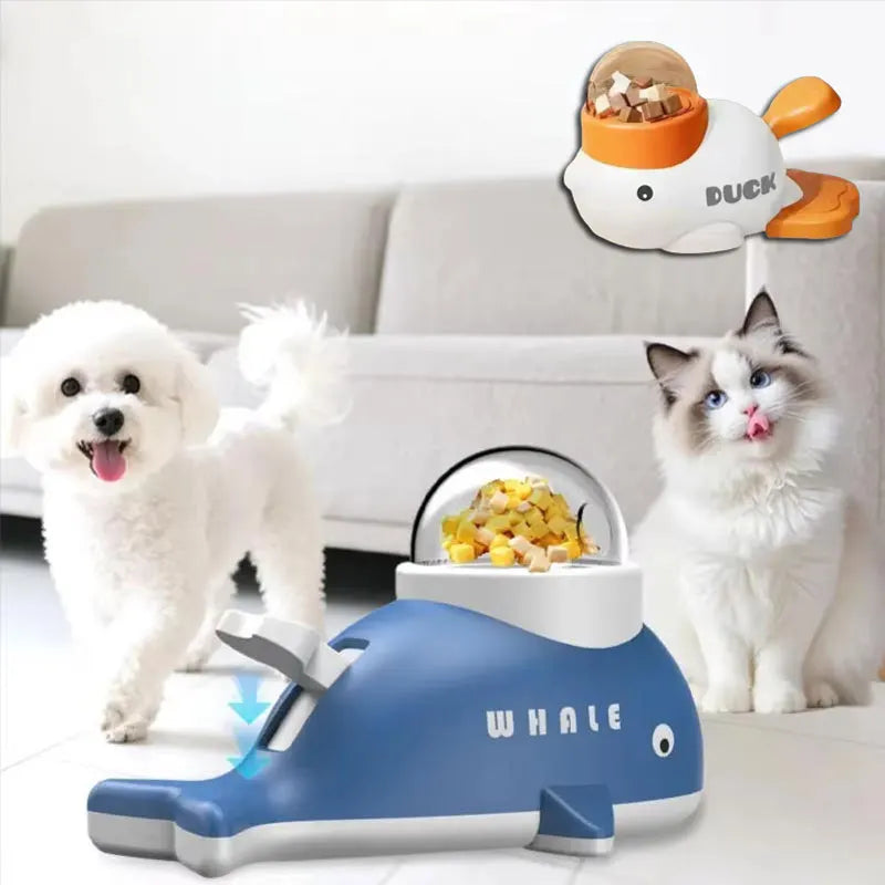 Interactive Toys Treat Dispenser for Dogs and Cats  2-in-1 Whale Slow Feeder Puzzle Toy Treat Dispenser Engaging Treat Launcher