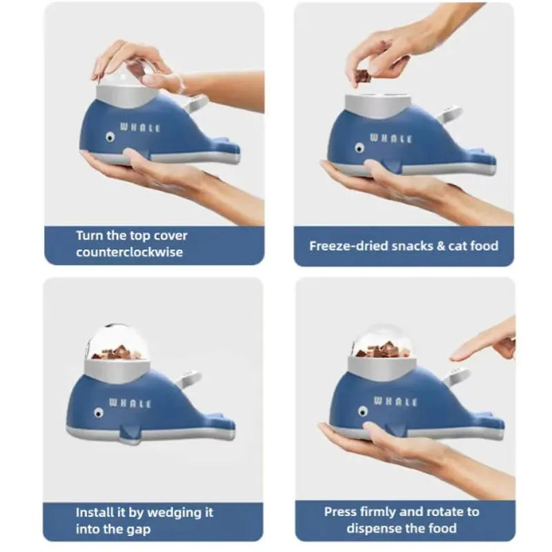 Interactive Toys Treat Dispenser for Dogs and Cats  2-in-1 Whale Slow Feeder Puzzle Toy Treat Dispenser Engaging Treat Launcher