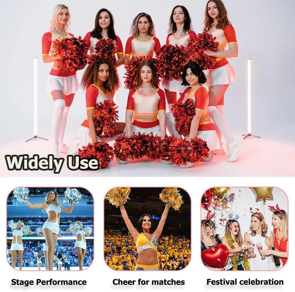 6 Inch PET Handle Cheerleading Pompoms Performance Competition Durable Handheld Flower Pom Poms