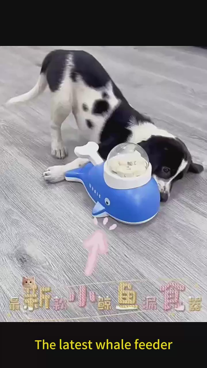 Interactive Toys Treat Dispenser for Dogs and Cats  2-in-1 Whale Slow Feeder Puzzle Toy Treat Dispenser Engaging Treat Launcher